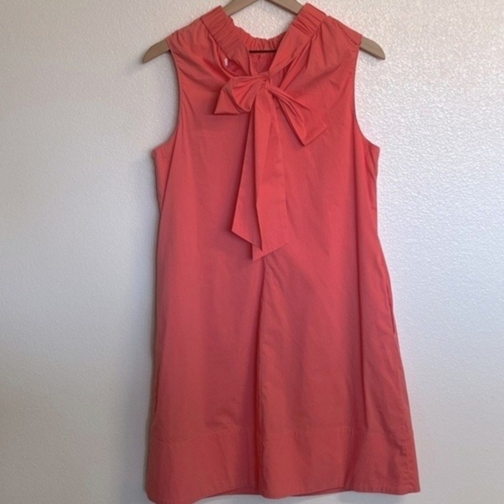1901 Peach Medium Romantic Vibrant Feminine Halter Neck Sleeveless Shift Dress - Picture 4 of 9